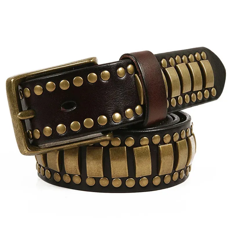 Geometric Pattern Rivet Studded Belts For Men And Women