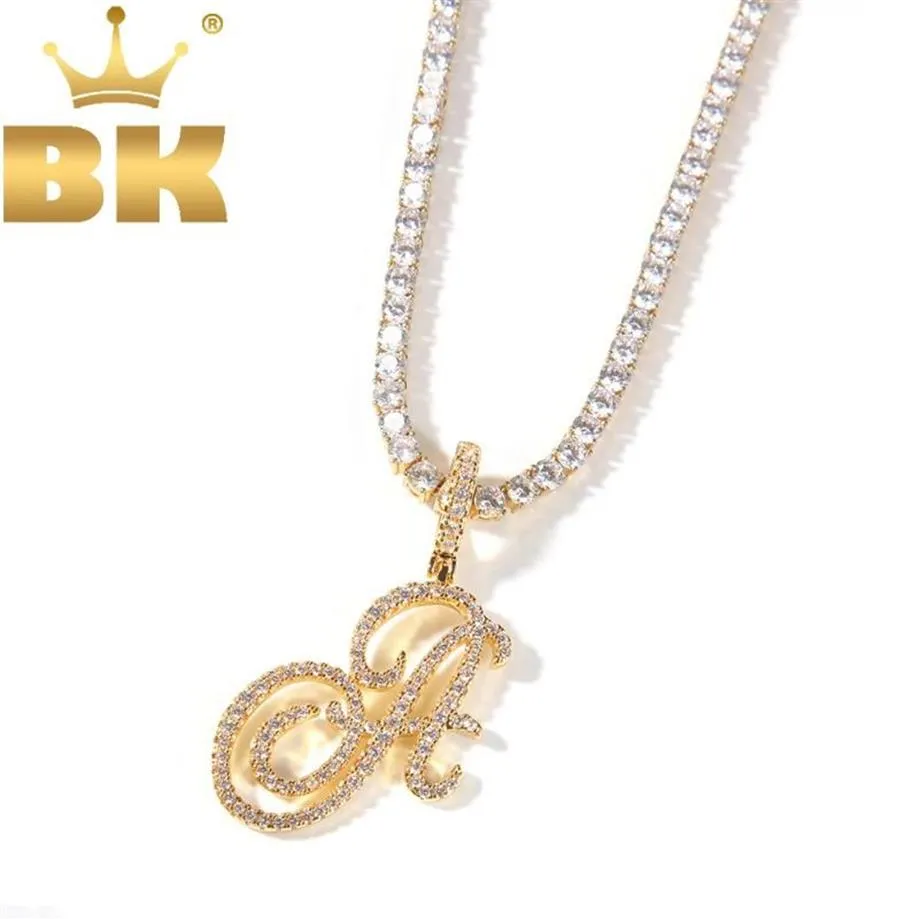 KING Carattere artistico A-Z 26 Lettera iniziale Ciondolo con collana da tennis Cubic Zirconia Uomo Donna Fascino Gioielli Hiphop Collane262f