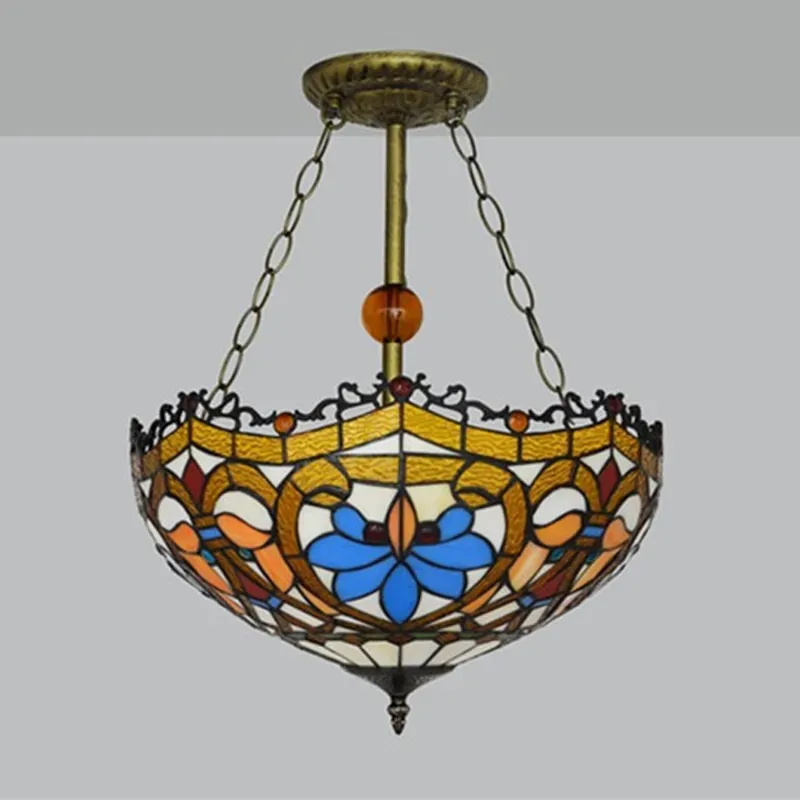 European retro glass chandelier Tiffany stained glass living room bedroom restaurant bar modarn chandelier lighting TF006