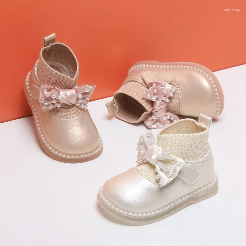 Laarzen Peuter Meisjes Mode 1-3 Jaar Oude Kinderen Prinses Schoenen Baby Leer Roze Beige Kleur