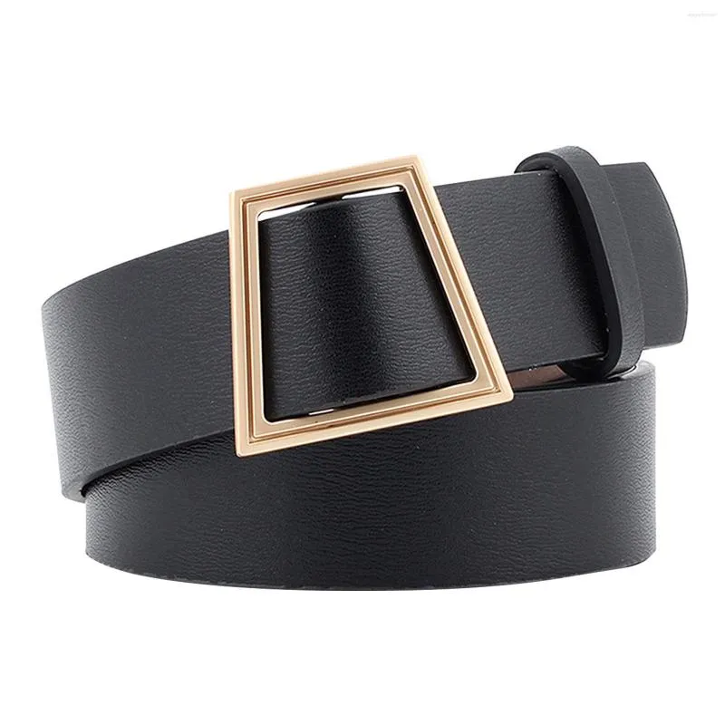 Belts Women Leather Fashion Soft Faux With Trapezoid Buckle Men's Belt Classic