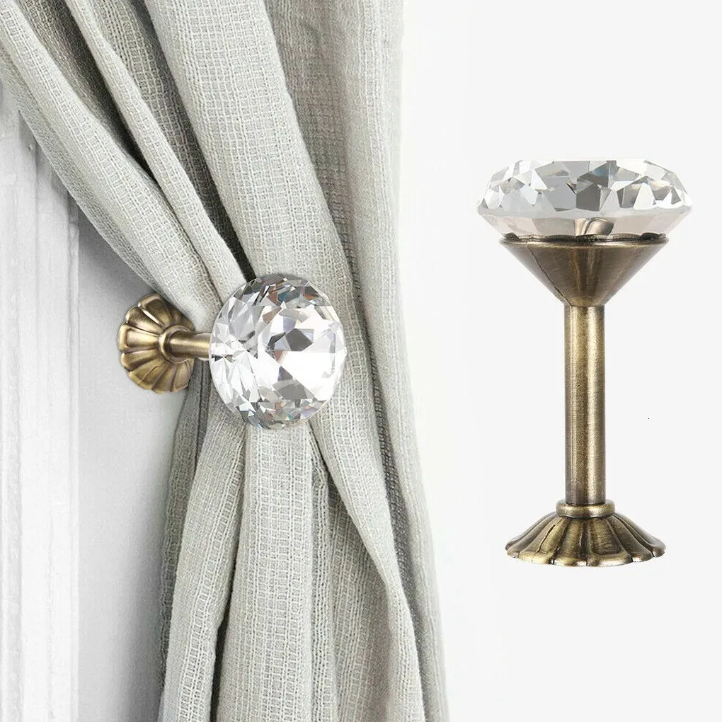 Gardinpoler 2st glänsande krok tieback väggmonterad hängande hem sovrum diy dekoration zink legering utredning diamant 231010