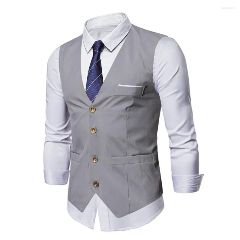 Coletes masculinos Lazer Formal Mens Colete Sem Mangas Colete Sólido Sem Gravata Conjunto Smoking Gilet V Neck Button Up Tank Top