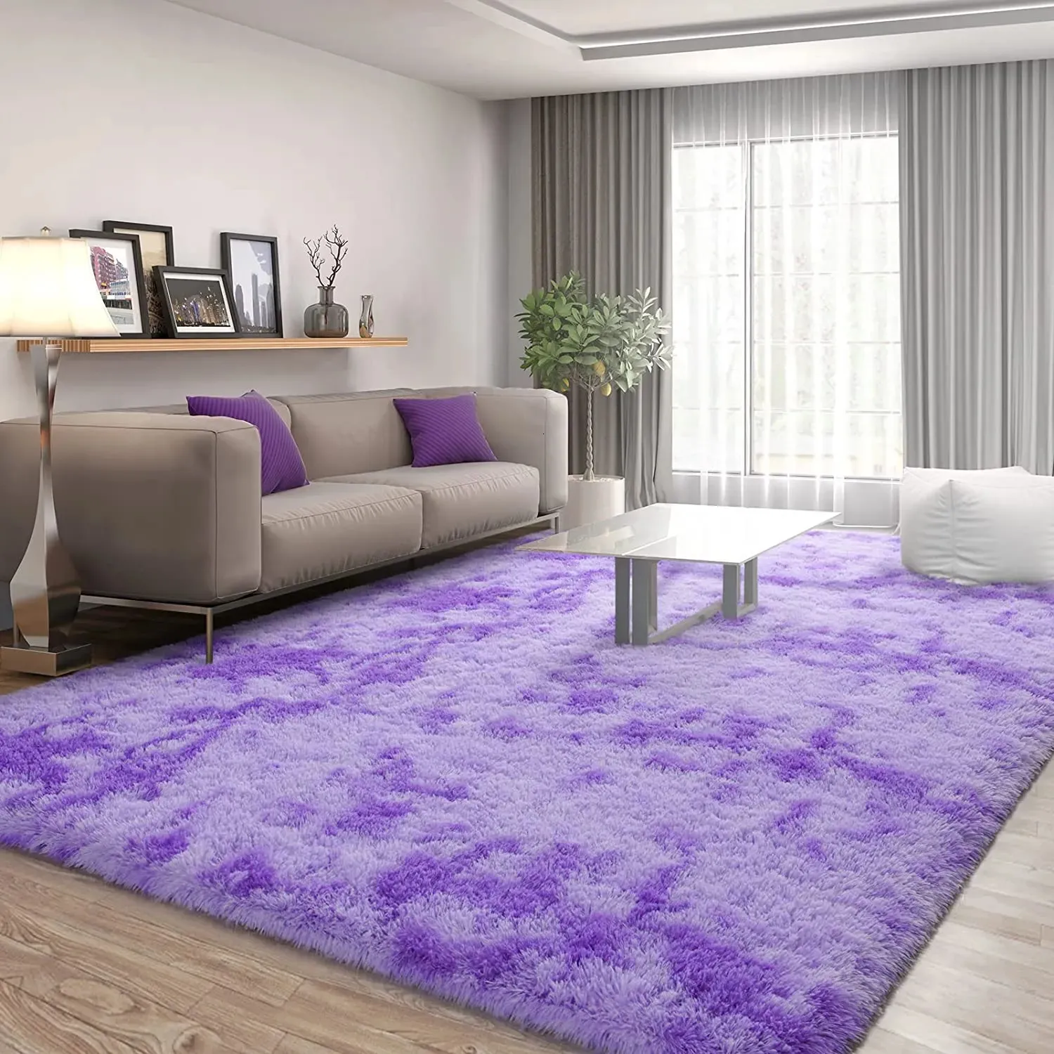 Carpet Purple Area Rug for Girls Bedroom 4'X6' for Kids Living Room Carpet for Throw Nursery Fuzzy Plush Dorm Cute Decor 231010