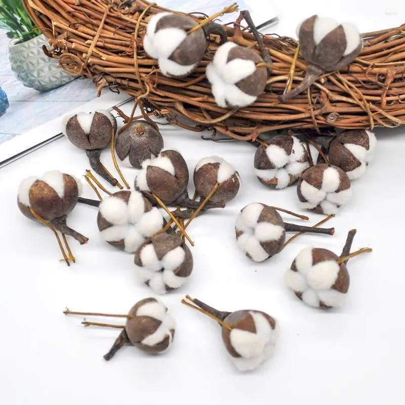 Decorative Flowers 12 Artificial Kapok Natural Dried Simulation Cotton Wedding Room Easter Decoration Supplies DIY Wreath Bouquet Gift Box