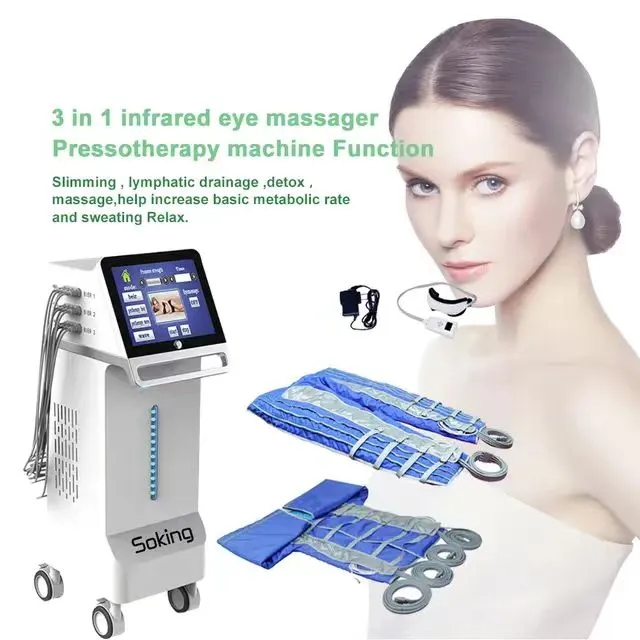 Machine de drainage lymphatique de pressothérapie de sacs gonflables 3 en 1 Drainage Detox perte de poids machine de présoterapia de drainage lymphatique avec masseur pour les yeux