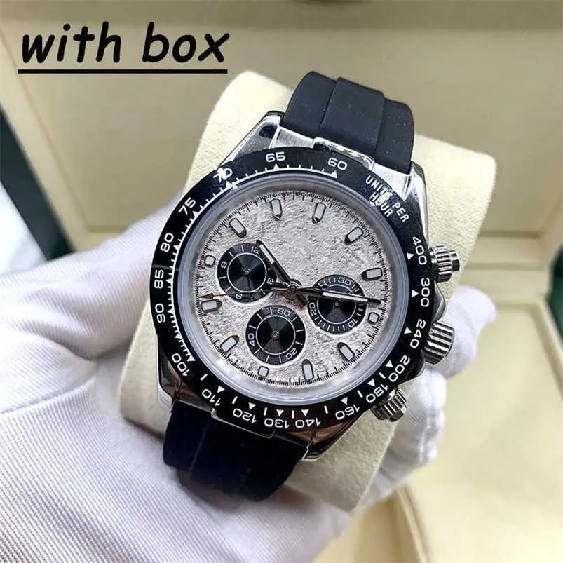 Luxury Watch Rolaxes rostfritt med Box 41mm Steel Multi-Dial Waterproof Luminous Automatic Classic Generous Rubber Strap justerbar L