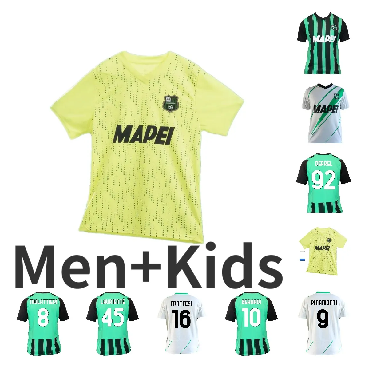 23 24 US SASSUOLO CALCIO TRAORE SOCCER JERSEYS MENS BERARDI BOGA CAPUTO OBIANG DEFREL HOME AWAY DJURICIC SEMSEEVE FOOTBULA SHIRTS KYRIAKOPOULOS MULDURユニフォーム