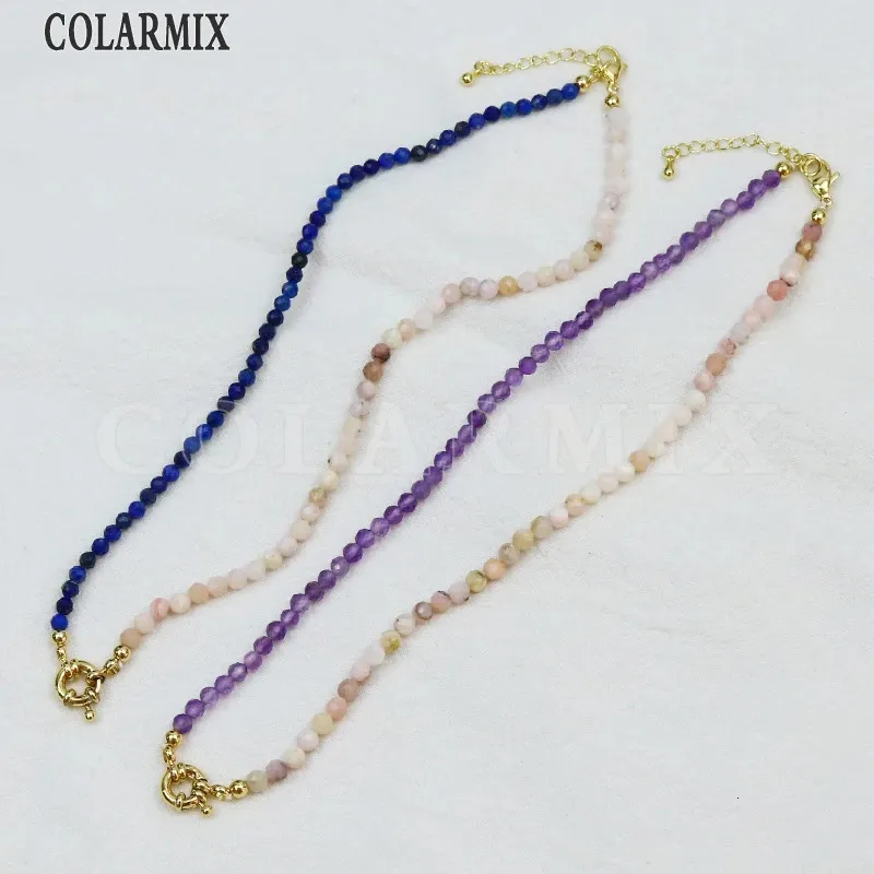 Chokers 5 strand Natural stone beads Chains Mix color Jewelry Necklace Fashion necklace Gift 52731 231010