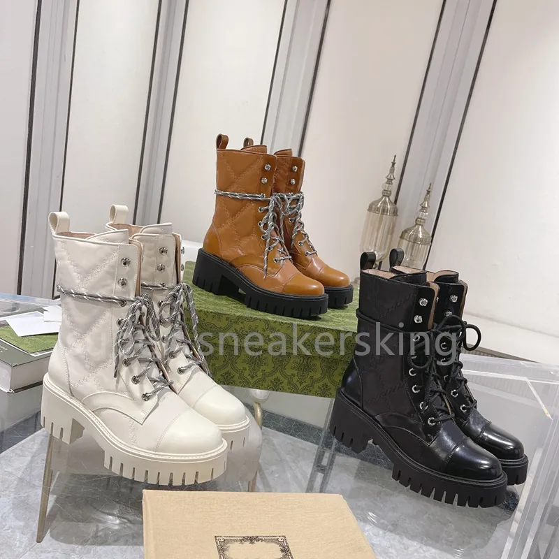 Women Boots Designer g kołdane koronkowe buty jesienne buty zimowe marka botów Martin Buty długie rękawy skórzane buty Rozmiar 35-42