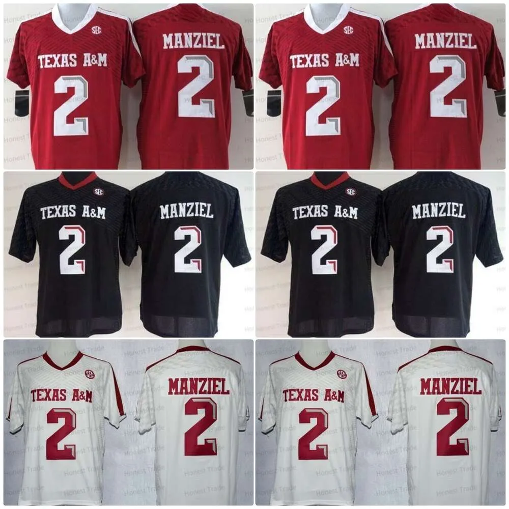 2 Johnny Manziel Texas Aggies College Football Jersey Manziel zszyty męskie czarne s-xxxl