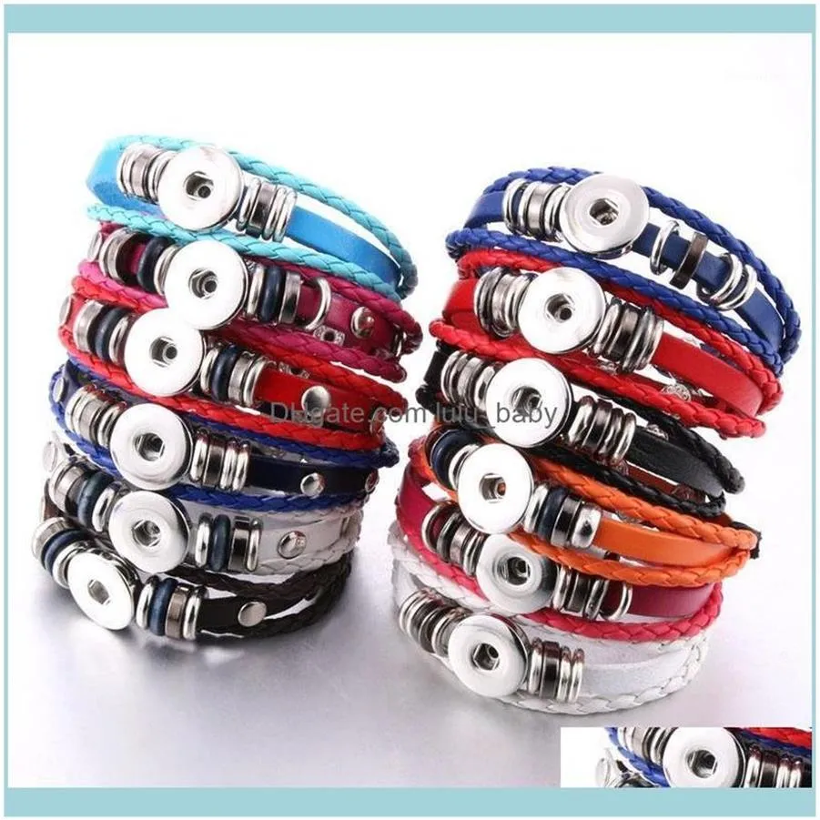 Charm Jewelrycharm Bracelets Snap Button Bracelet Bangle Leather Retro Handmade Braided Fit 18Mm Buttons Jewelry1 Drop Delivery 202971