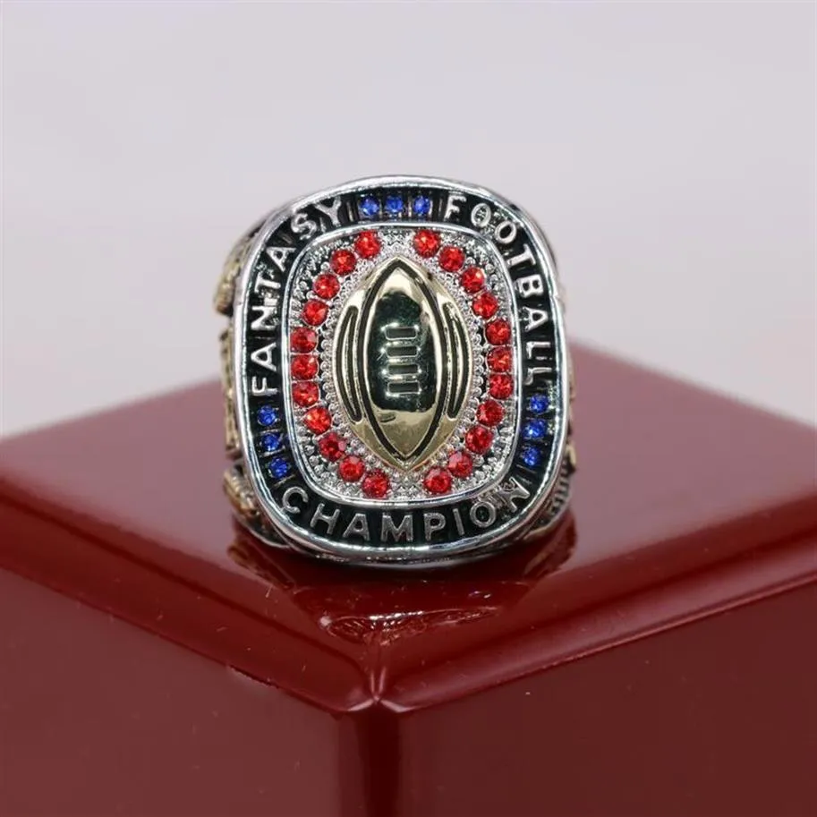 2019 Factory 2018 Fantasy Football Championship Ring Gravure à l'intérieur des États-Unis Taille 8 à 15 Boîte d'affichage Drop 173U