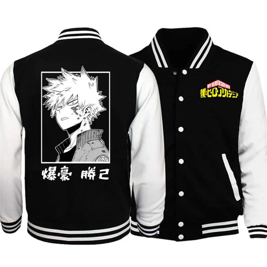 Uomo Uniforme da baseball Abbigliamento sportivo Autunno Bomber Giacca My Hero Academia Bakugou Katsuki Stampa Hip Hop Uomo Cappotti309T