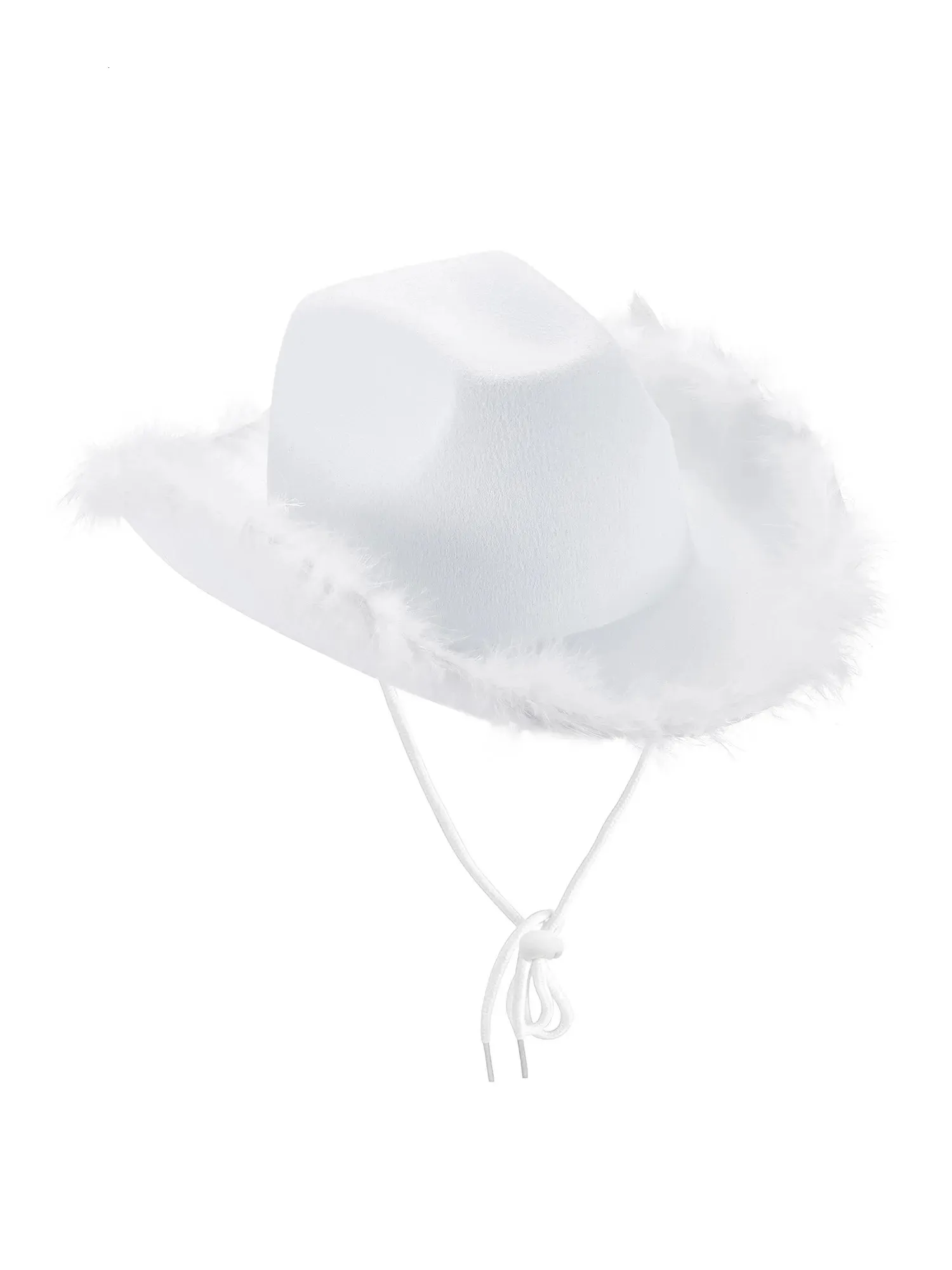 Hüte mit breiter Krempe Fischerhüte YILEEGOO Pinker Cowgirl-Hut für Damen, breite Krempe, DressUp-Kostüm, Cowboyhut, Rosa, mit verstellbarem Kordelzug am Hals 231010