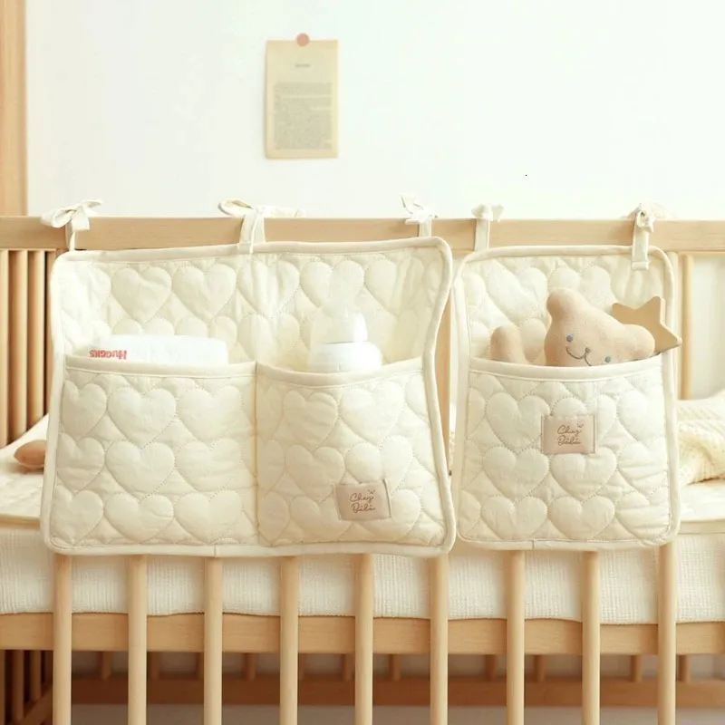 Conjuntos de cama Baby Bedside Organizador Saco Portátil Fralda Armazenamento Garrafa Organizando Algodão Pendurado Berço Beddin 231011