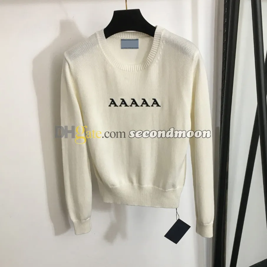 Long Sleeve Knits Top Women U Neck Pullovers Letters Embroidered Knitted Tees Woman Winter Luxury Knitwears