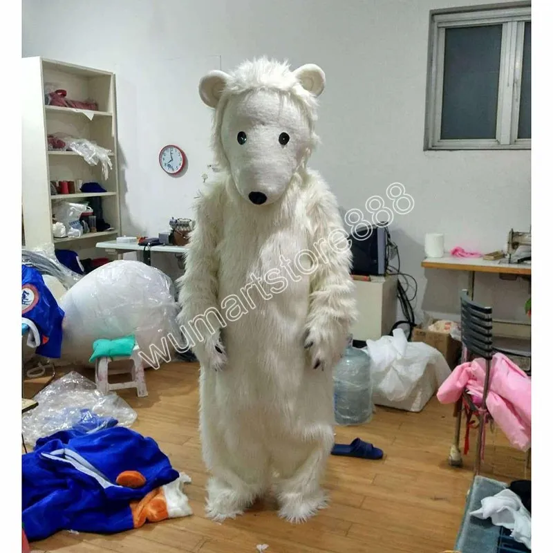 Costume de mascotte d'ours polaire de haute qualité, tenue unisexe de carnaval, taille adulte, fête d'anniversaire de noël, déguisement en plein air, accessoires promotionnels