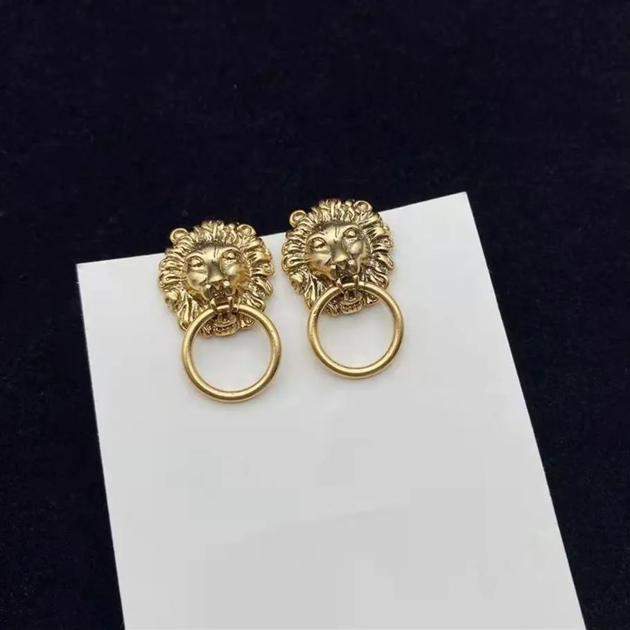 Boucles d'oreilles à breloques de mode de créateur de luxe tête de lion dames earring268C