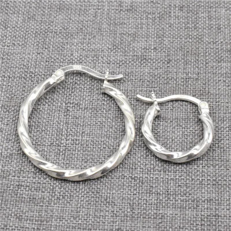 Hoopörhängen 2 par 925 Sterling Silver Twist Tube Style Eurowire örhänge för smycken Fynd 15mm 25mm