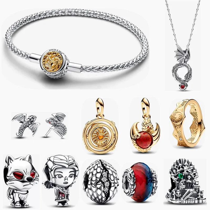 2023 Nuovi bracciali firmati per gioielli da donna Fai da te fit Pandoras braccialetto orecchino anello d'oro Thrones House Sigil Clasp Moments Bracciale a catena con borchie