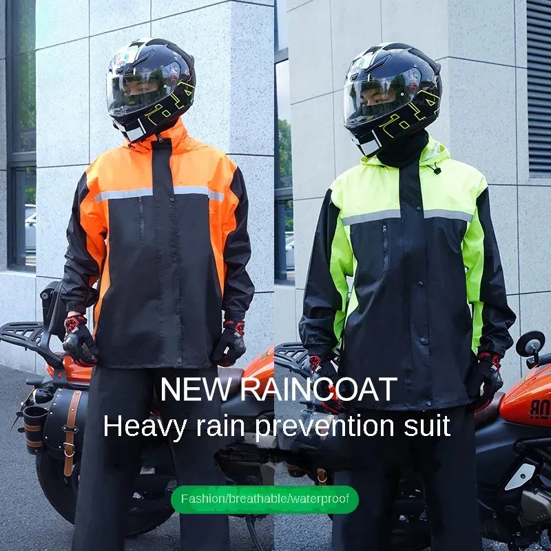 Raincoats Motorcykel ridning Raincoat Rain Pants Set split reflekterande vuxen elbilutrustning 231010