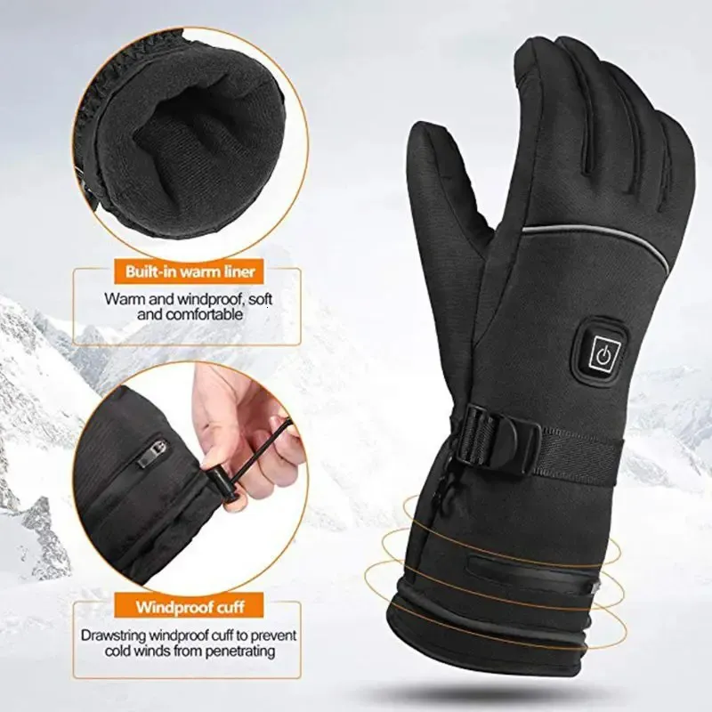 Five Fingers Gloves Men Women Winter Electric Heated with Reflective Strip Battery Powered Y98F 231010