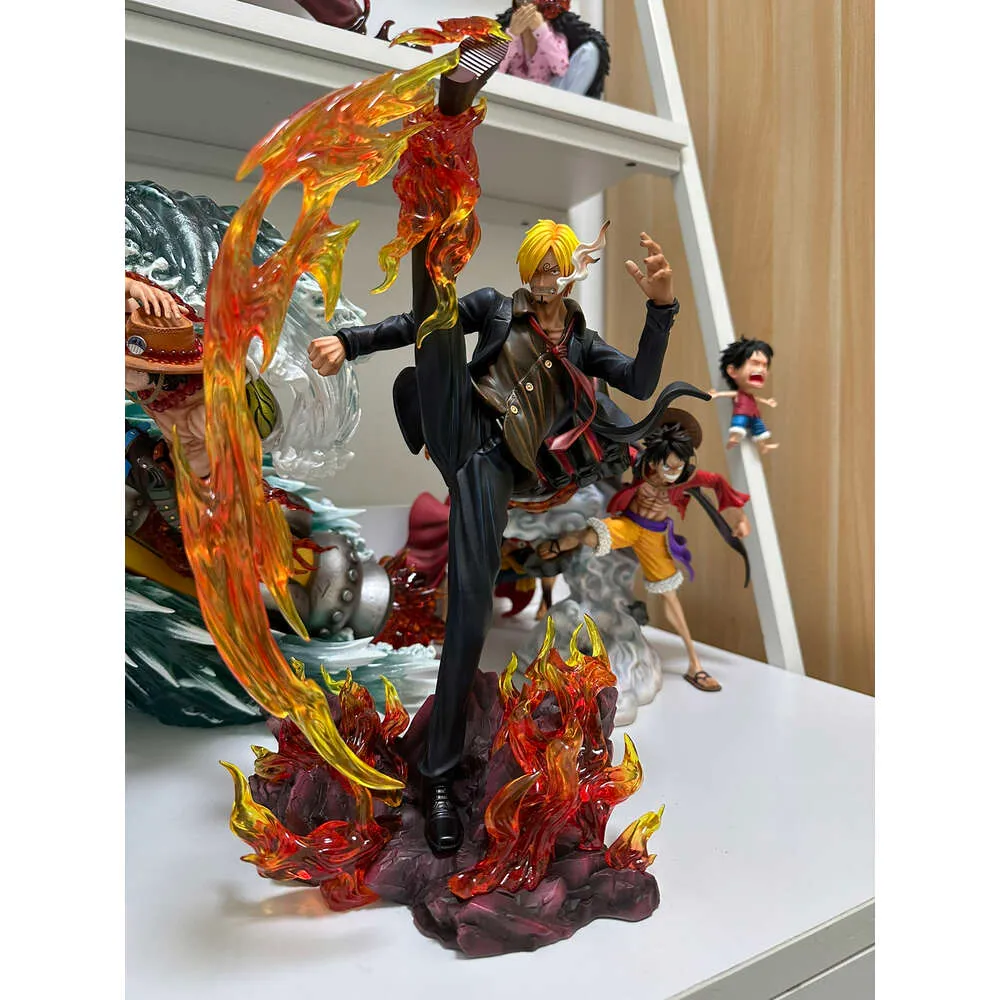 Mascot Costumes 30cm Anime One Piece Vin Sanji Sculpture Fire Battle Gk Statue Pvc Collectible Action Figures Model Doll Toys Kids Gift