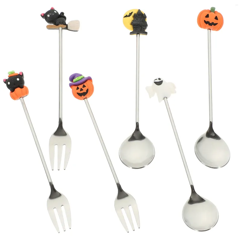 Löffel 1 Satz Halloween-Löffel-Gabel-Edelstahl-Dessertbesteck