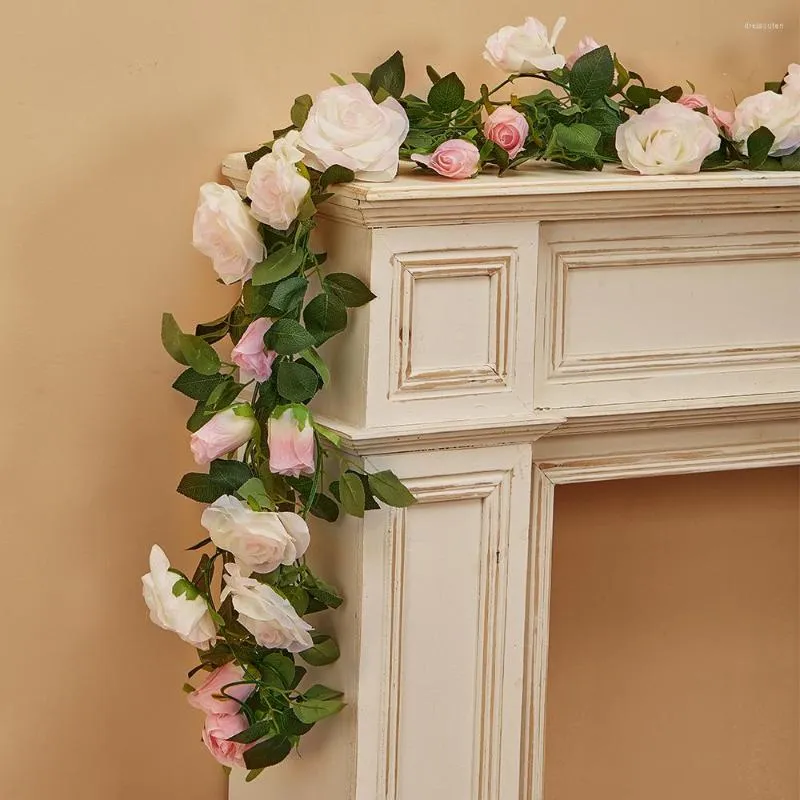 Fiori decorativi PARTY JOY 1Pc 2M Falso seta rosa vite artificiale appeso ghirlanda di edera per matrimonio Home Office Garden Craft Decor