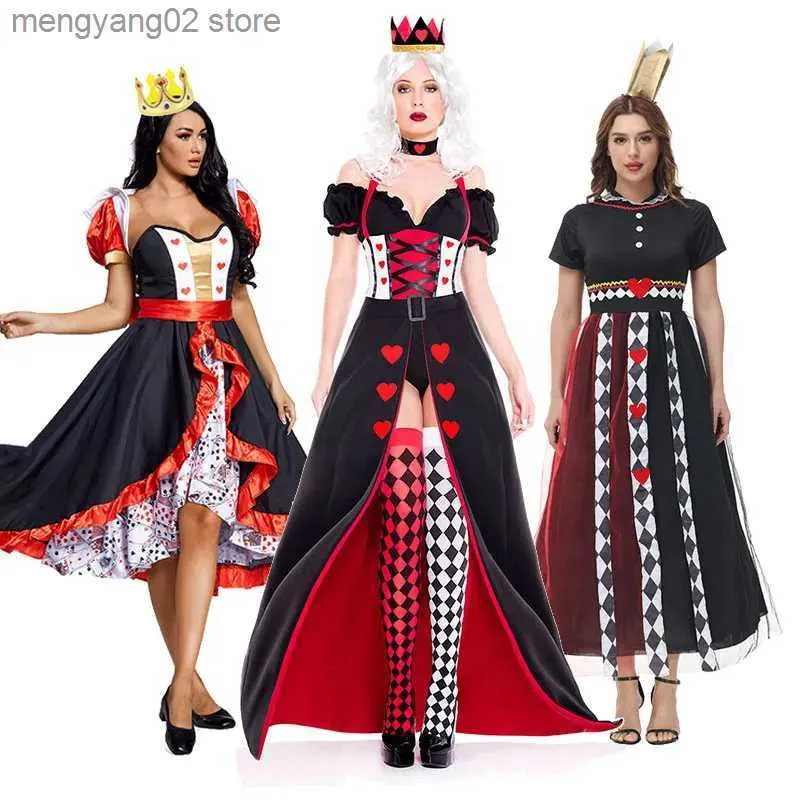 Theme Costume Queen of hearts Alice in Wonderland Come Queen Cosplay Halloween Masquerade Comes Sexy Dress with Headwear T231011