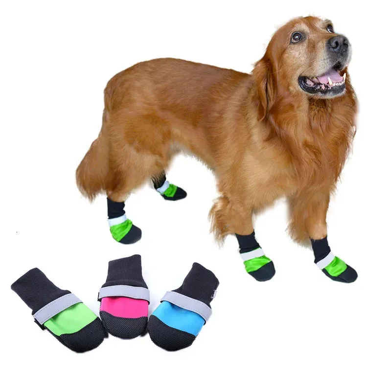 Haustier-Schutzschuhe, 4 Stück/Set, wasserdichte Haustier-Hundeschuhe, ultra-tragbare Oxford-Stiefel für große Hunde, rutschfeste schützende Regenstiefel für große Hunde, 231011