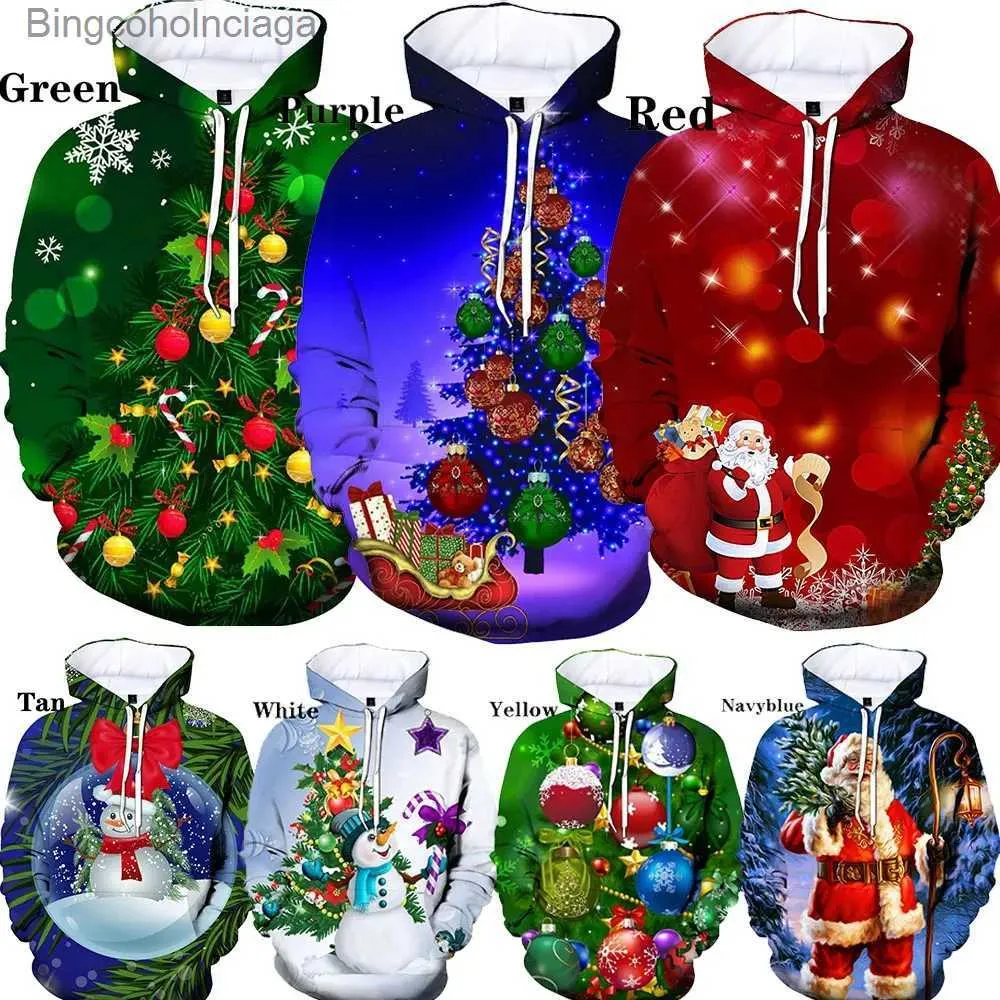 Women's Hoodies Sweatshirts Christmas 3D Printed Christmas Tree /Snowmen /Santa Hoodie Tryckt basebolldräkt för män och kvinnorl231011