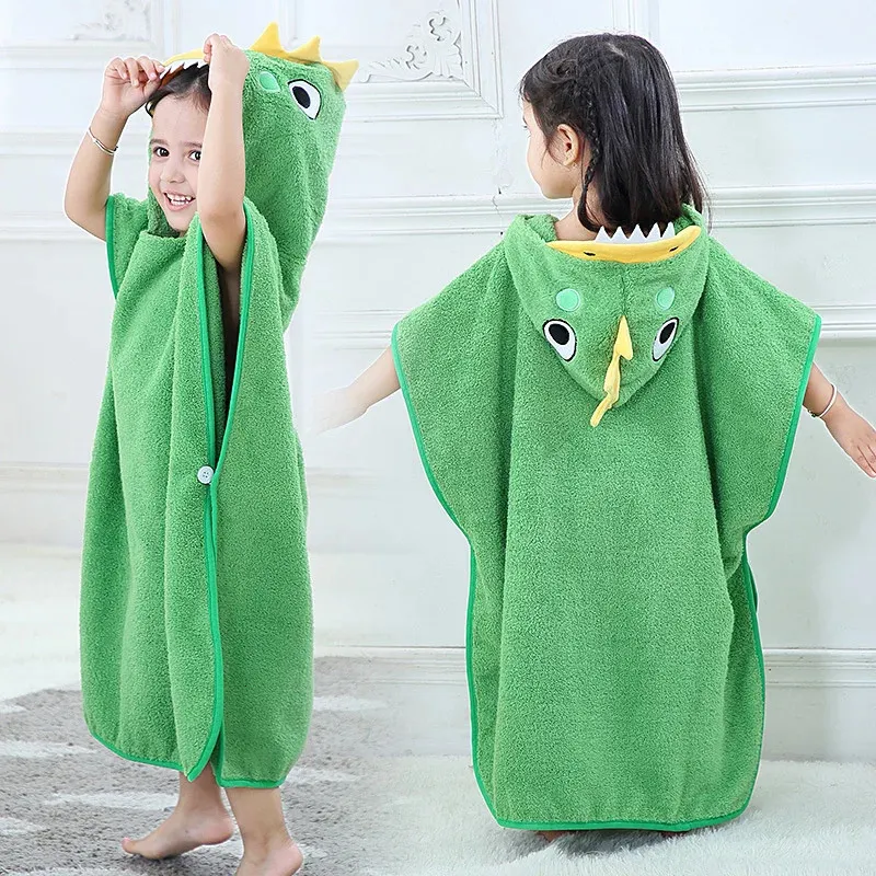 Toalhas Robes Cartoon Algodão Bebê Com Capuz Poncho Roupão Engrossado Toalha de Banho Com Capuz Infantil Soft Kids Beach Bathing Stuff Infantil Washcloth 231006