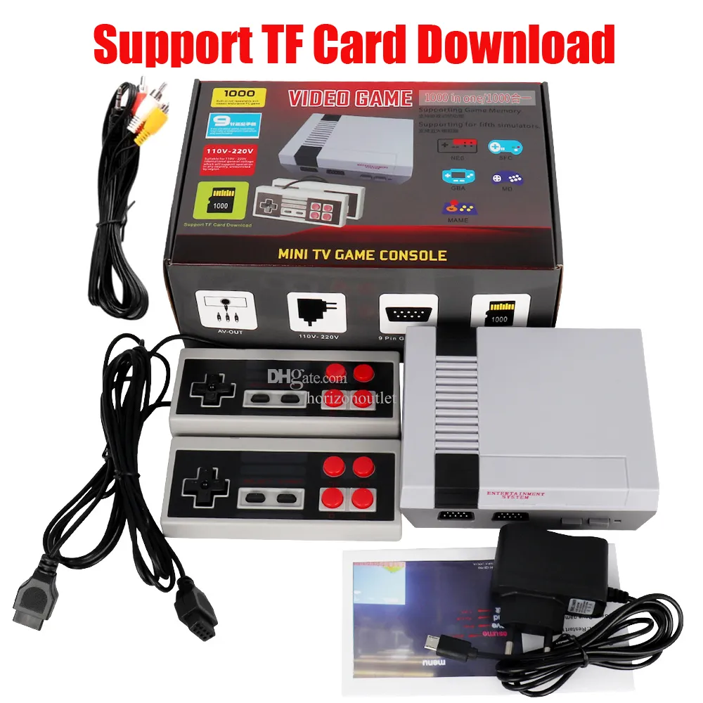 Çift denetleyicilerle süper mini retro oyun konsolu klasik HDMI TV Out Home Video Gaming Oyuncuları Dahili 1000 8 16 Bit Destek TF Kart İndir Oyunlar SFC NES GBA