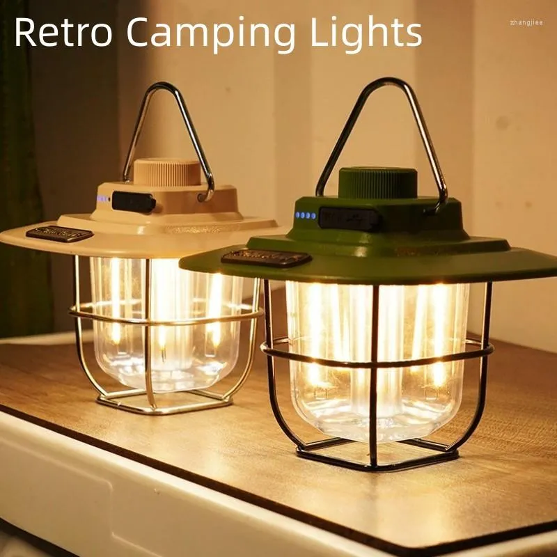 Lanterne portatili 9W Retro Camp Lanterna ricaricabile 4500mAh Cherosene per esterni Lampada da campeggio vintage Luce per escursionismo Arrampicata Yard