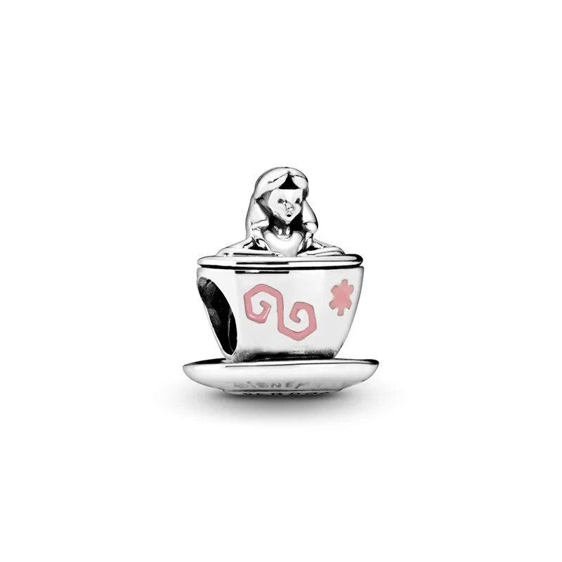 Ciondolo di design in argento sterling 925 Fai una pausa Tazza di caffè Torta di poker Perlina Fai da te adatto Collana con bracciale Pandora per donna Regalo di gioielli Con scatola originale