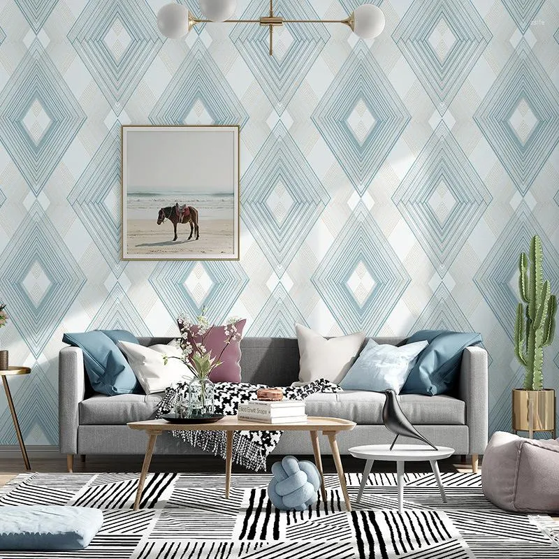 Tapety Noridc Geometryczne papiery ścienne 3D Rhombus Wallpaper Roll for Living Room Tło nie splecione Papel Mural