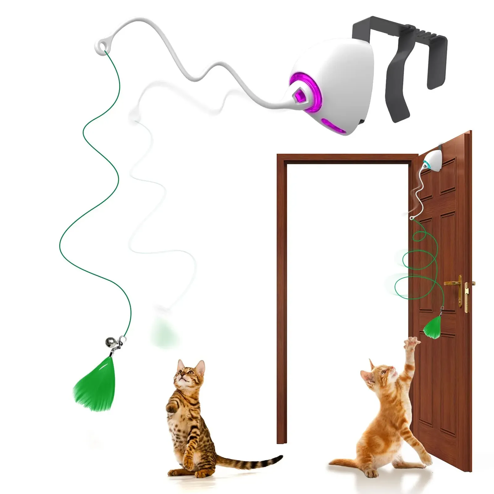 Juguetes para gatos Cuerda de juguete eléctrica para gatos Teaser automático Juguetes de cuerda para gatos Puerta colgante Juego interactivo para gatitos Juguete Columpio aleatorio Palos para atrapar gatos 231011