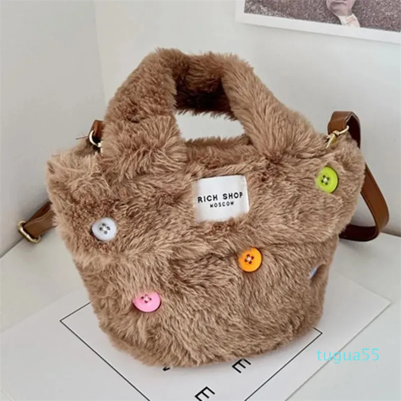 Borse a tracolla Borsa singola in peluche carina Borsa a tracolla stampata in tinta unita Borsa per scuola per bambini Giocattoli regalo per bambini