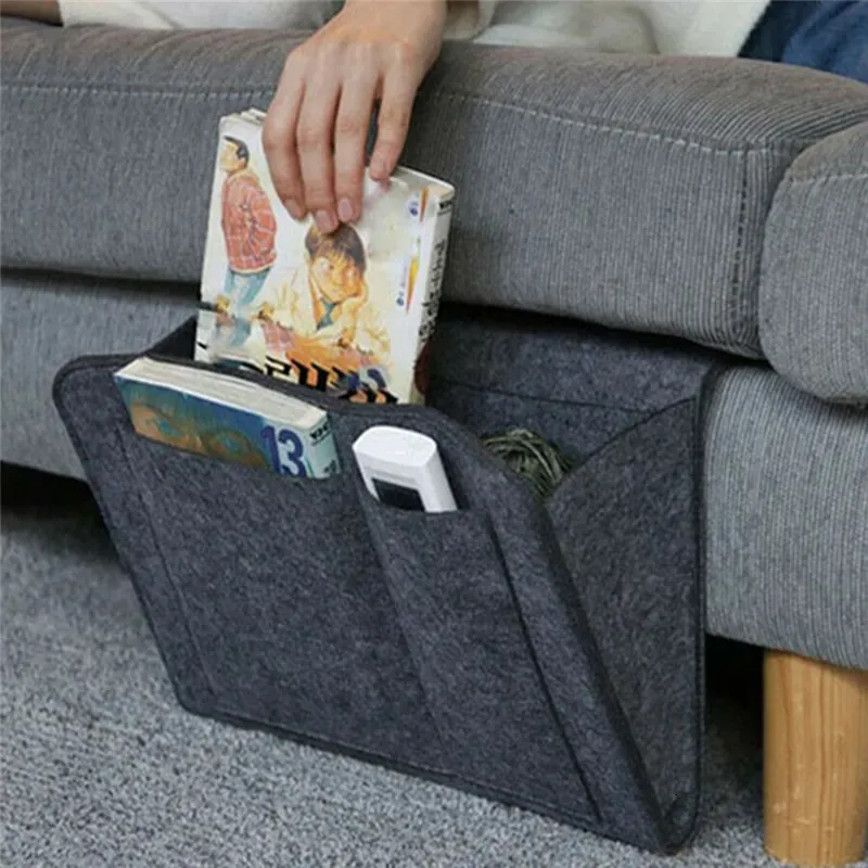 Boîtes de rangement bacs feutre sac de chevet organisateur lit bureau canapé TV télécommande suspendu Caddy canapé support poches 231011