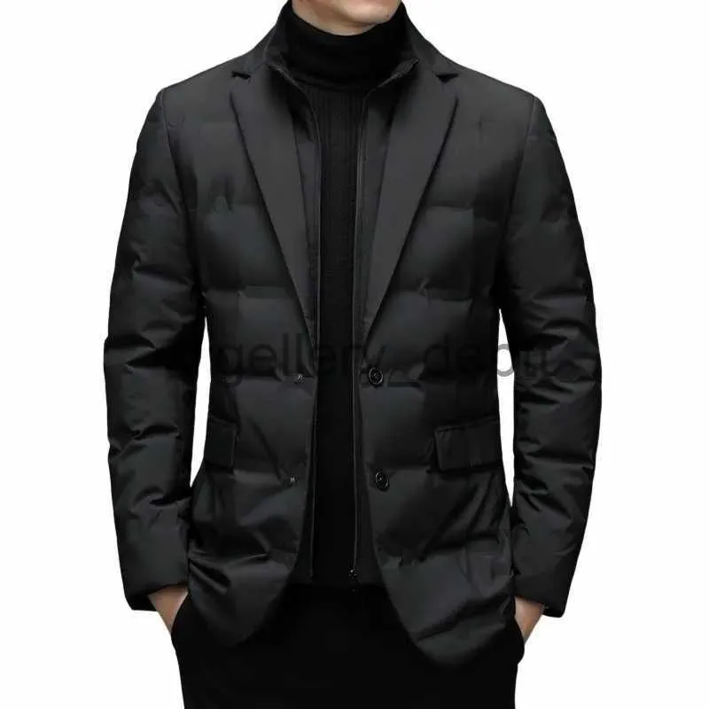 Men's Down Parkas Down Blazer Men Winter Warm Down Suit Jacket Business High Quality Casual Jackets J231010