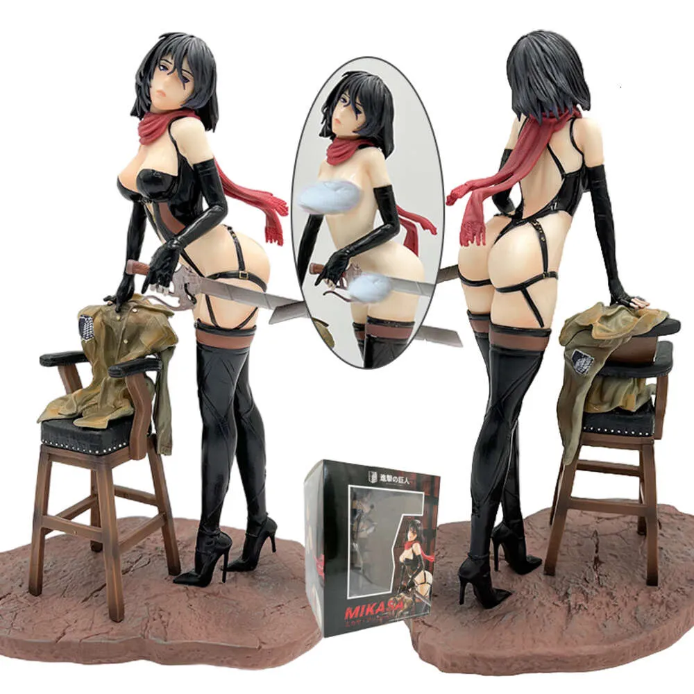 Mascot kostymer 30 cm Mikasa Ackerman Sexig anime Figurattack på Titan Action Figure Levi Ackerman Shingeki No Kyojin Figurine Model Doll Toys