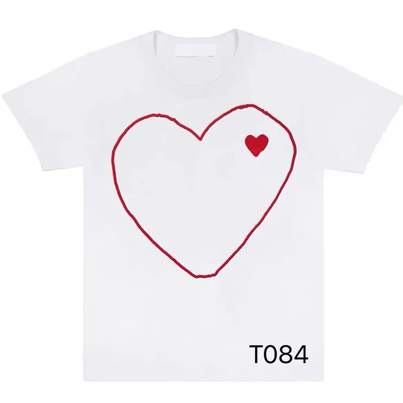 Play-T-Shirt, Herren-Designer-Hemden, rotes Herz-Shirt, lässige Baumwolle, Stickerei, kurze Ärmel, Sommer-T-Shirt, asiatische Größen, hohe Qualität, T-Shirts, Stickerei, hohe Qualität, A10