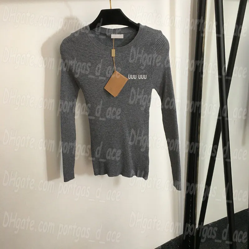 편지 여성 바닥 셔츠 탑 티셔츠 고급 슬리브 하이 탄성 타이틀 티 우아한 단순한 패션 니트 스웨터 점퍼