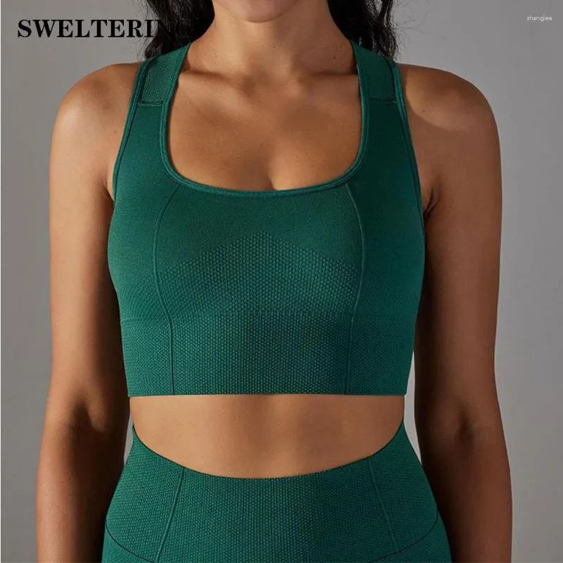 Roupa de yoga push up sutiãs esportivos topo feminino colete de fitness sem costura roupa interior à prova de choque sutiã de secagem rápida ginásio roupas esportivas