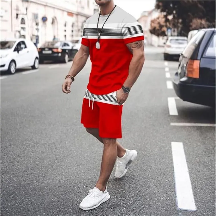 Tute da uomo Tuta estiva T Shirt Moda Uomo Creatività Top Abbigliamento sportivo Set da uomo Abiti corti Maschile Causale O-Collo Ha270F