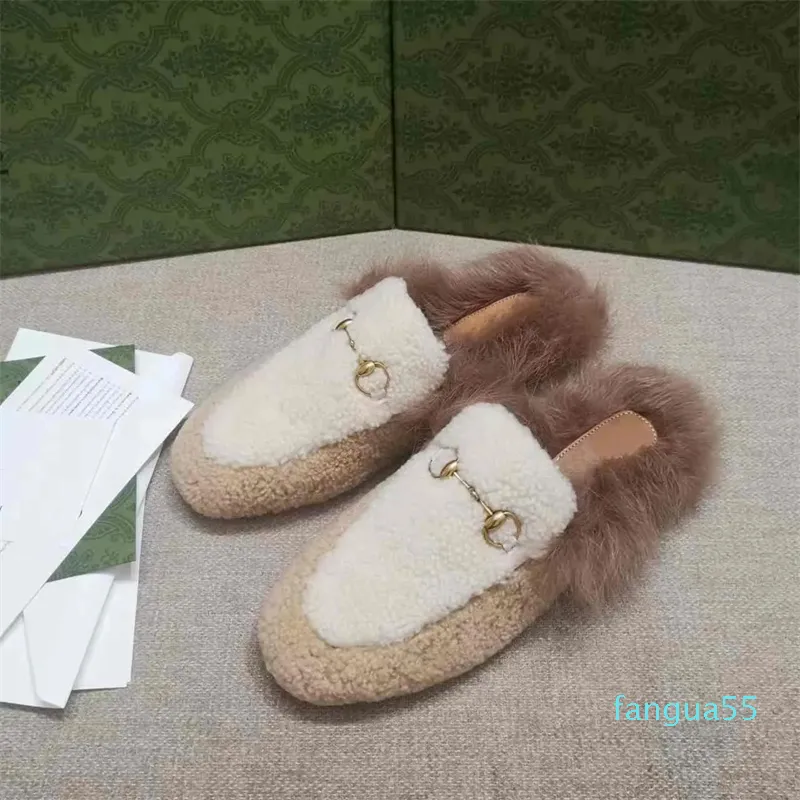 2023-De nieuwste runway-stijl van de 23-teller pluche pantoffels Toscane hoogwaardige lamswol warme en comfortabele vrijetijdsschoenen