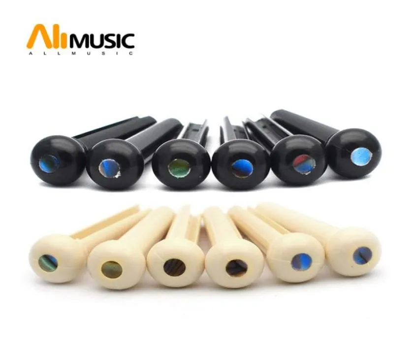 100st Acoustic Guitar Slitted Bridge Pin Classical Style ABS Plastic Guitar Parts Accessories Ivory Black8430305