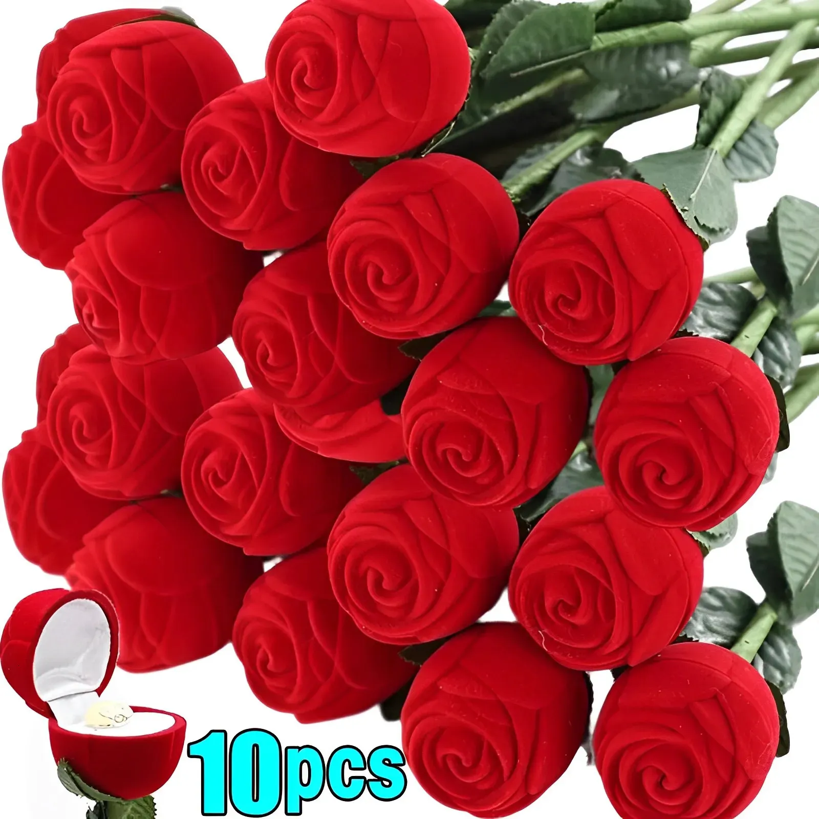 Scatole per gioielli 1 10 pezzi Anello fiore rosa Velluto rosso Espositore per orecchini Confezione regalo Custodia per fidanzamento nuziale da sposa 231011